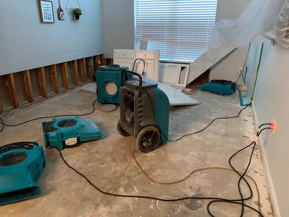 Dehumidifier in flood-cut room for Water Damage Restoration in Lugoff